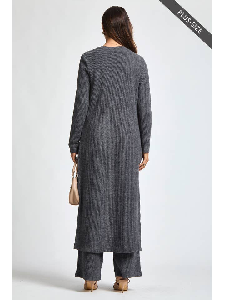 Dear Scarlett - Vente Ensemble de vêtements d'intérieur – femme - Débardeur thermique sans manches grande taille + Cardigan + Pantalon décontracté13