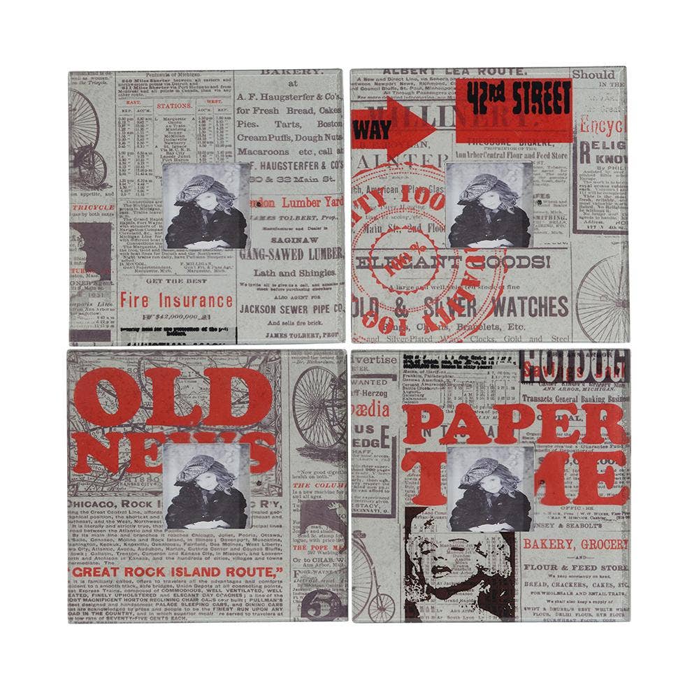 A&B Home Group Inc. - Vente Cadres photos - Cadre photo S/4 25x25 cm, ouverture 7,5x7,5 cm - Blanc/Rouge