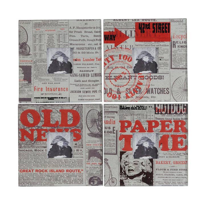 A&B Home Group Inc. - Vente Cadres photos - Cadre photo S/4 25x25 cm, ouverture 7,5x7,5 cm - Blanc/Rouge0