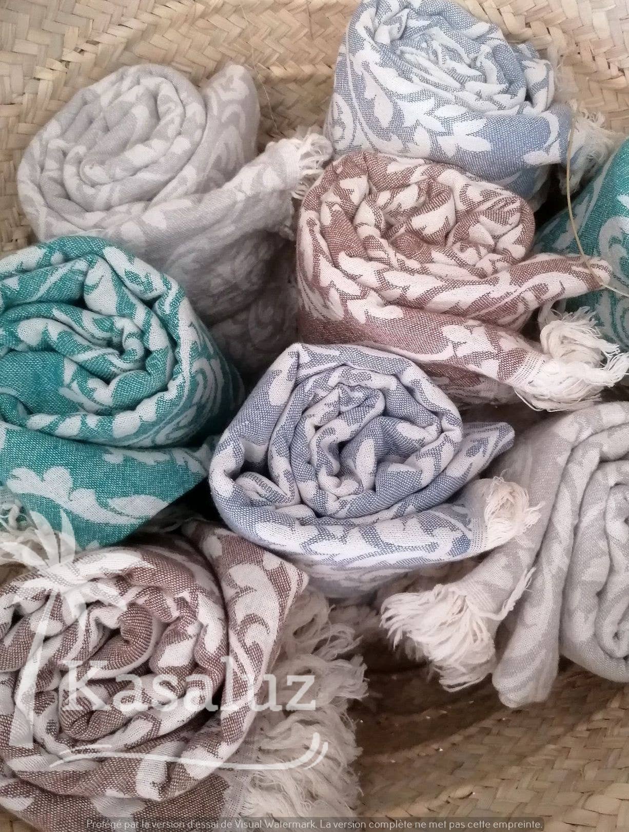 KASALUZ - Wholesale Beach Towel - Fouta Fleur de Lys Terracotta 100% cotton5