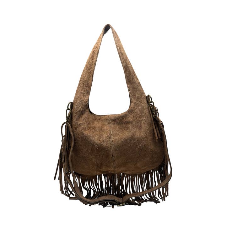 SUEDE LEATHER FRINGE BAG PAULEA for wholesale by Louisa lee