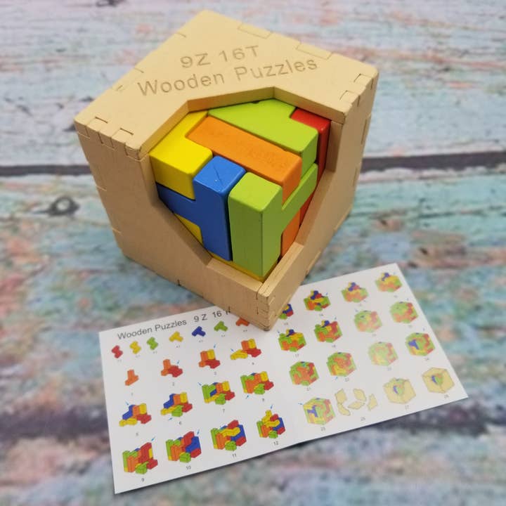 MIAS SHOP - Wholesale Puzzle - Kids - Wood Brain Puzzle 3D Box Building Block Toy1