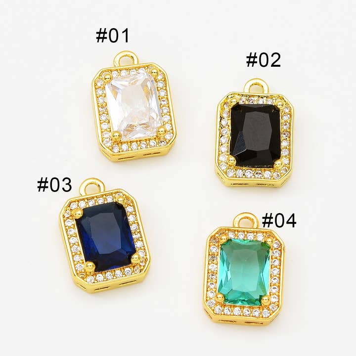 Emerald Cut CZ Micro Pave Gold-Filled Square Pendant for wholesale by Beads Creation