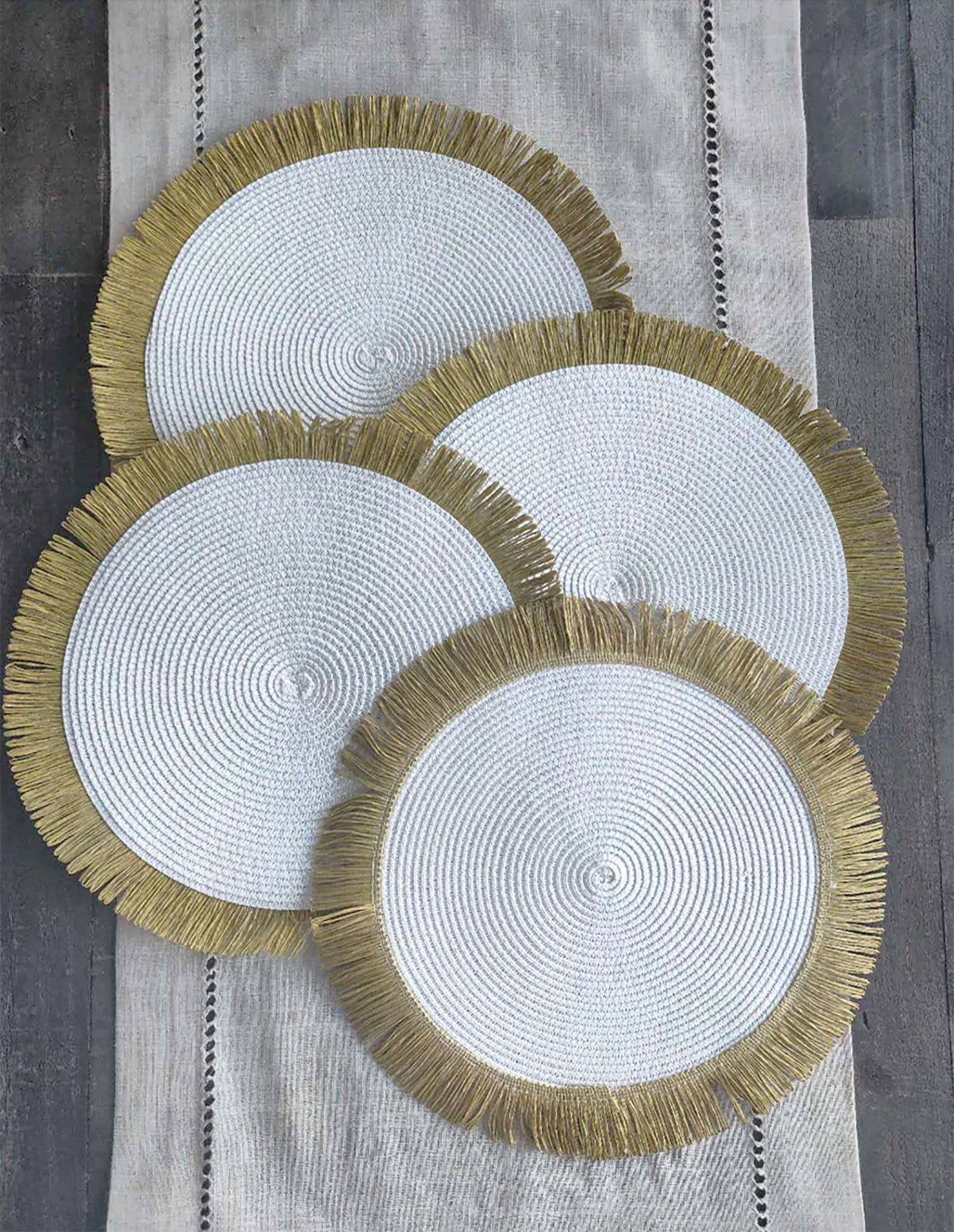 Fennco Styles - Wholesale Placemat - Handwoven Fringe Boho 15" Round Placemat17