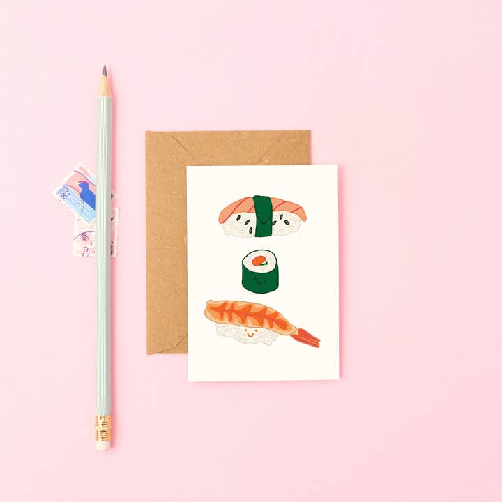 You've Got Pen On Your Face - Wholesale Everyday Greeting Card - Mini Sushi Card | Cute Japanese Foodie Card | Small Gift1
