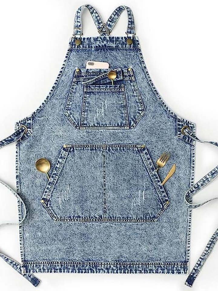 CWMM1825_Denim Wash Multi-Functional Apron For Home Work for wholesale by NINEXIS