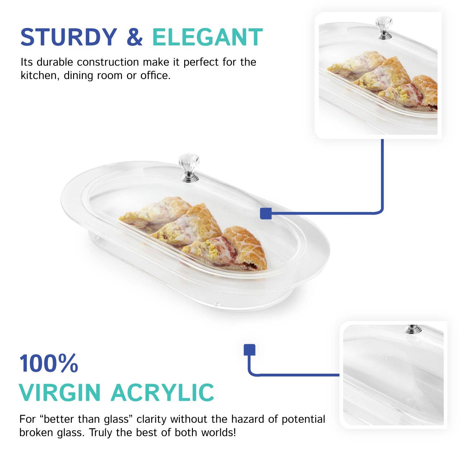 Huang Acrylic - Wholesale Serving Tray - Oblong Tray W/ Cover4