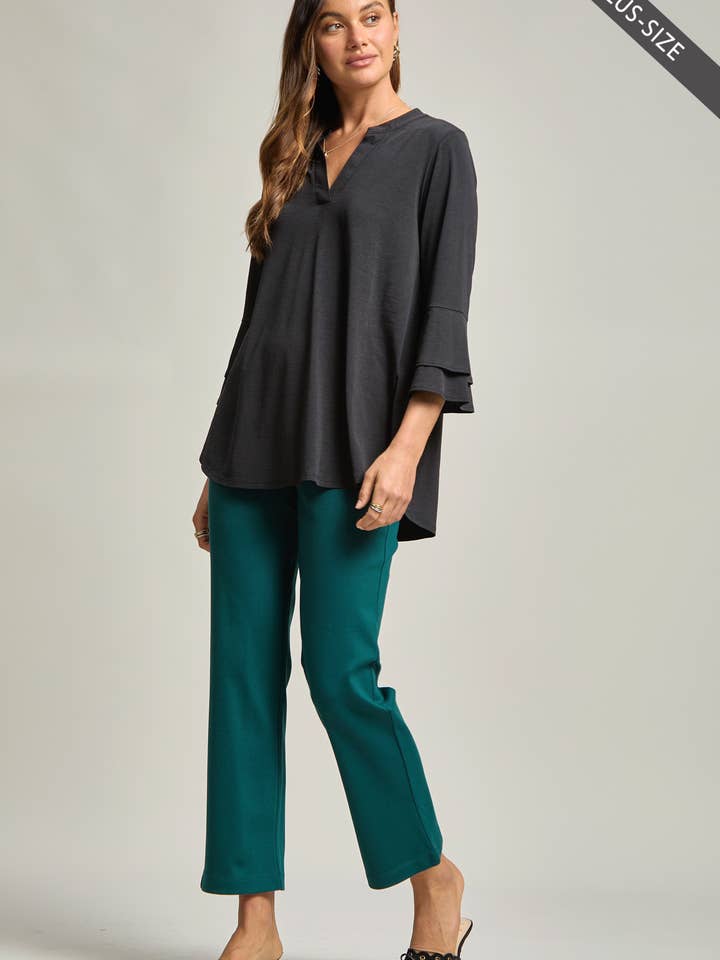 Dear Scarlett - Wholesale Tunic - Women's - PLUS SIZE Solid Color Belled Lizzy Top1