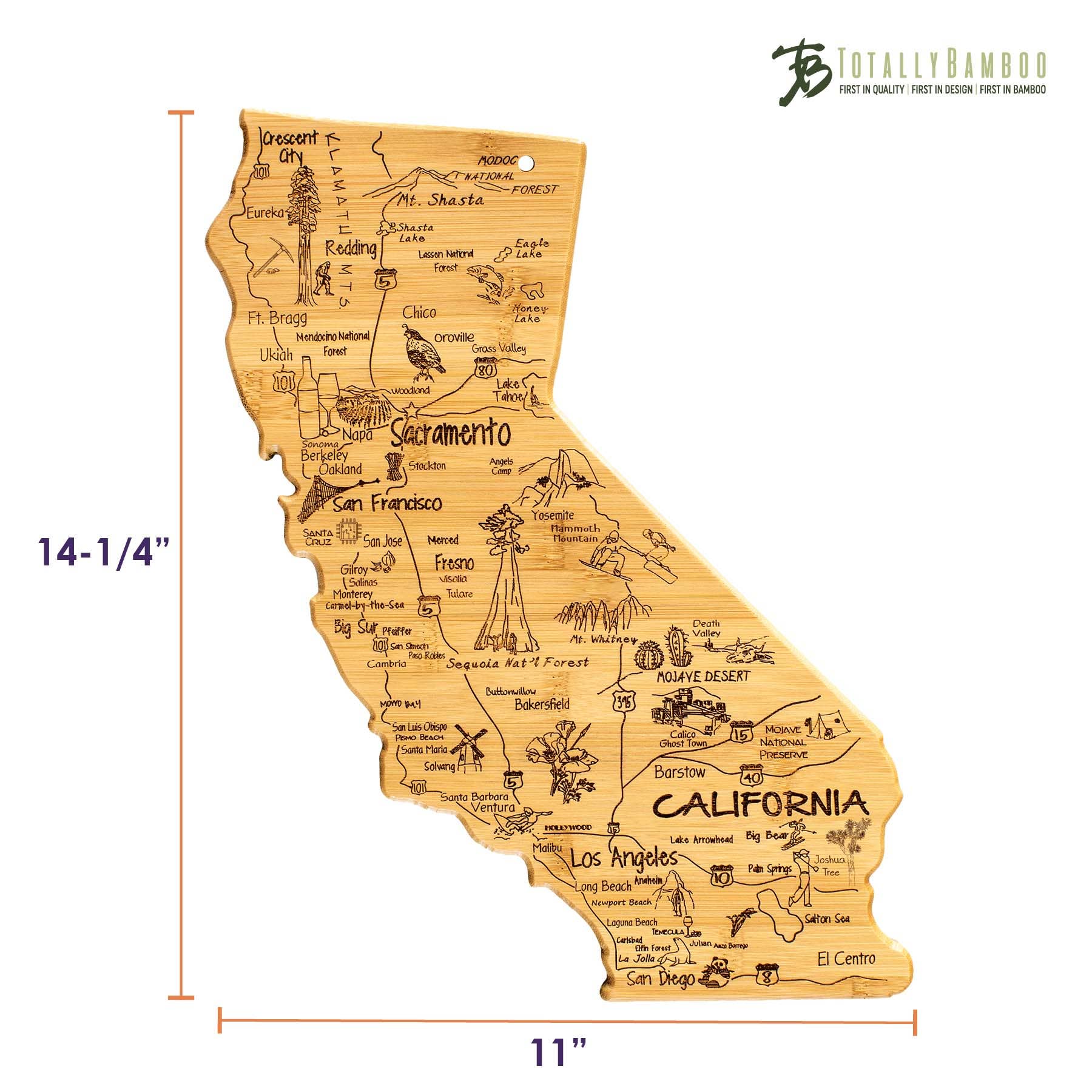Totally Bamboo - Wholesale Cutting Board - Destination California Cutting Board with Engraved Artwork6