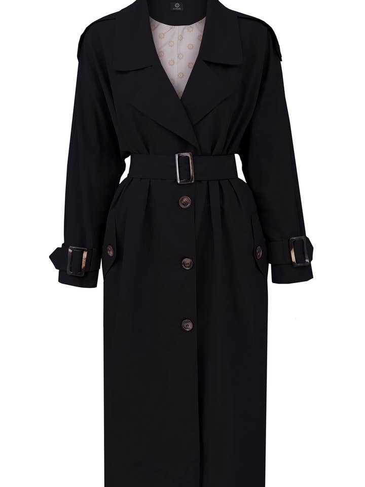 Oversize Trench Coat Black for wholesale by Entelier
