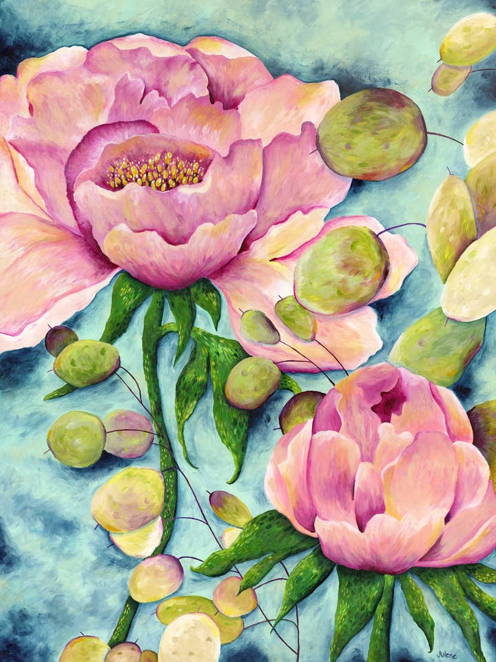 Honesty (Peonies & Lunarias) - imprimer pour la vente par Julene Ewert
