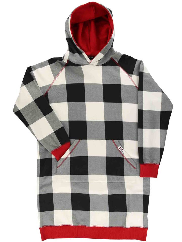 Black & White Plaid Sleep Hoodie for wholesale by Lazy One