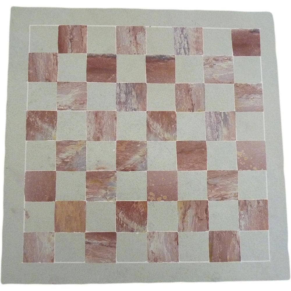 Shared Earth - Wholesale Board Game - Kisii Stone Chess Set, Beige/pink, Square Board 30cm2