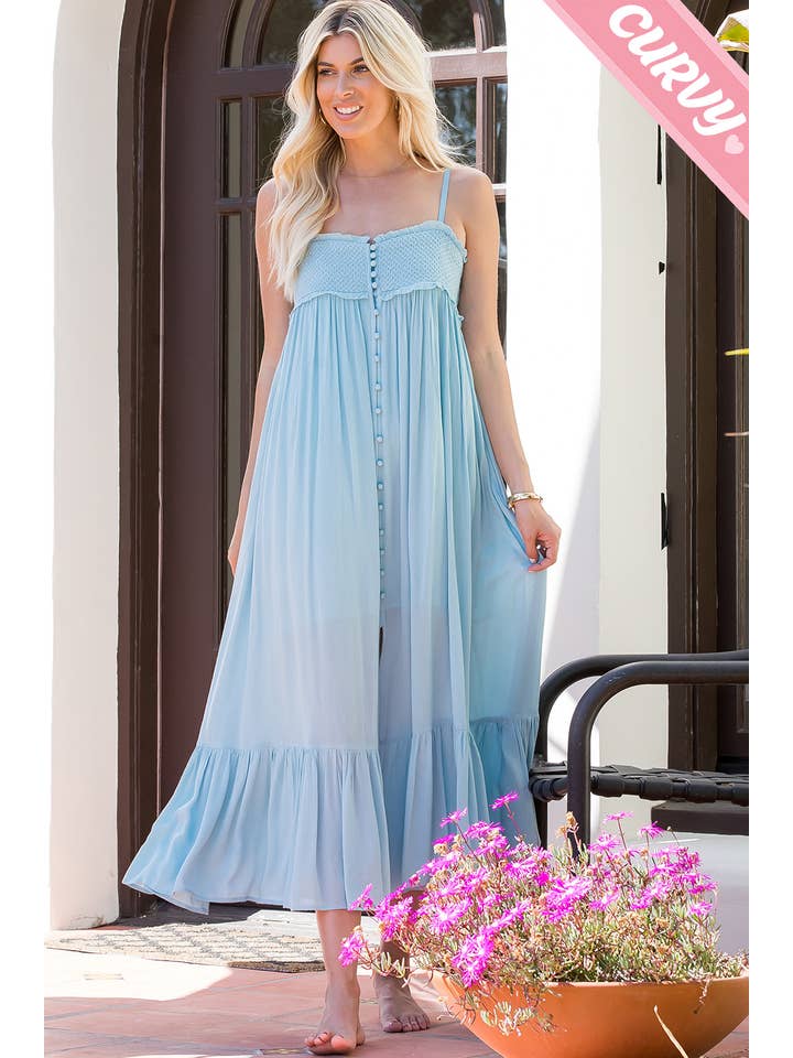 Sweet Lovely by Jen - Wholesale Dress – Women's - PLUS SIZE SILK SMOCKED BUTTON-DOWN MAXI DRESS27