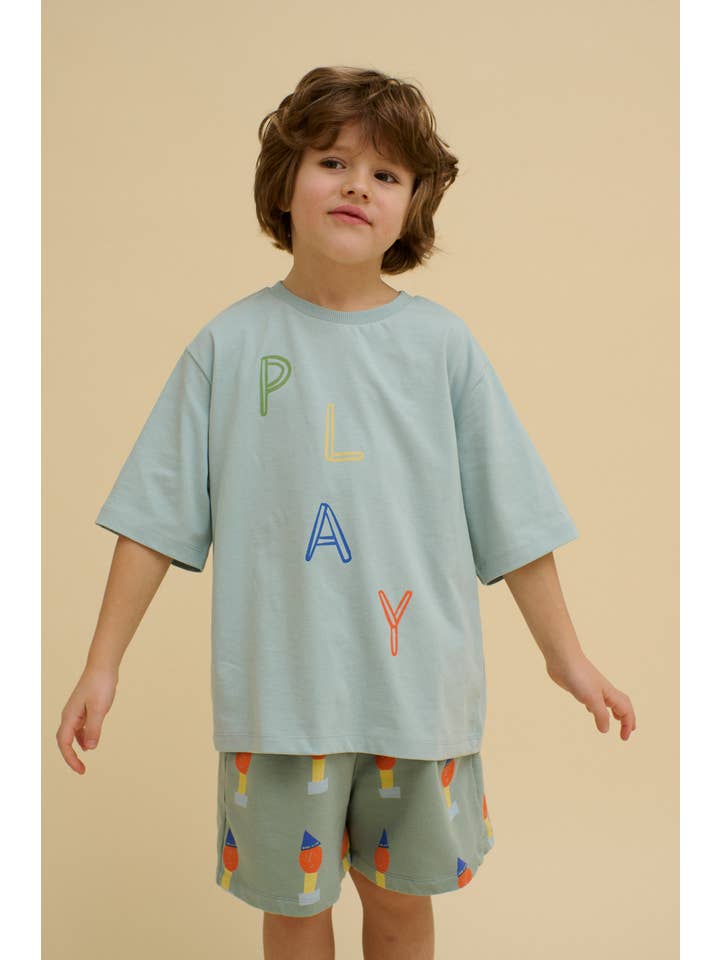 Blue ORGANIC COTTON PLAYFULL SWEATSHORTS for wholesale on Faire