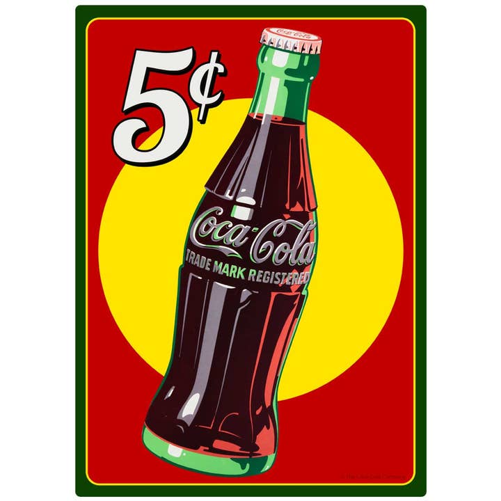 Coca-Cola 5 Cents Bottle Wall Decal for wholesale by RetroPlanet