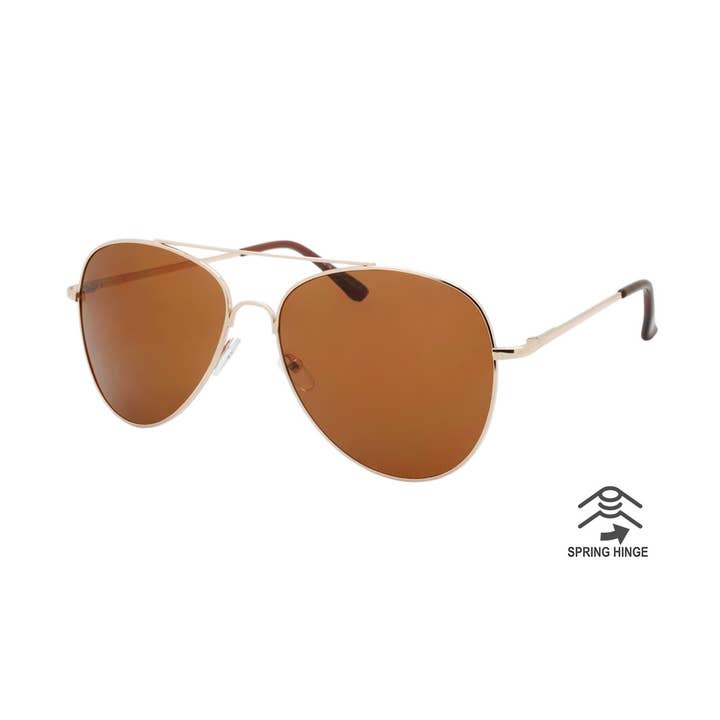 Gafas de sol de aviador con montura dorada y lente marrón para venta al por mayor de Shark Eyes, Inc
