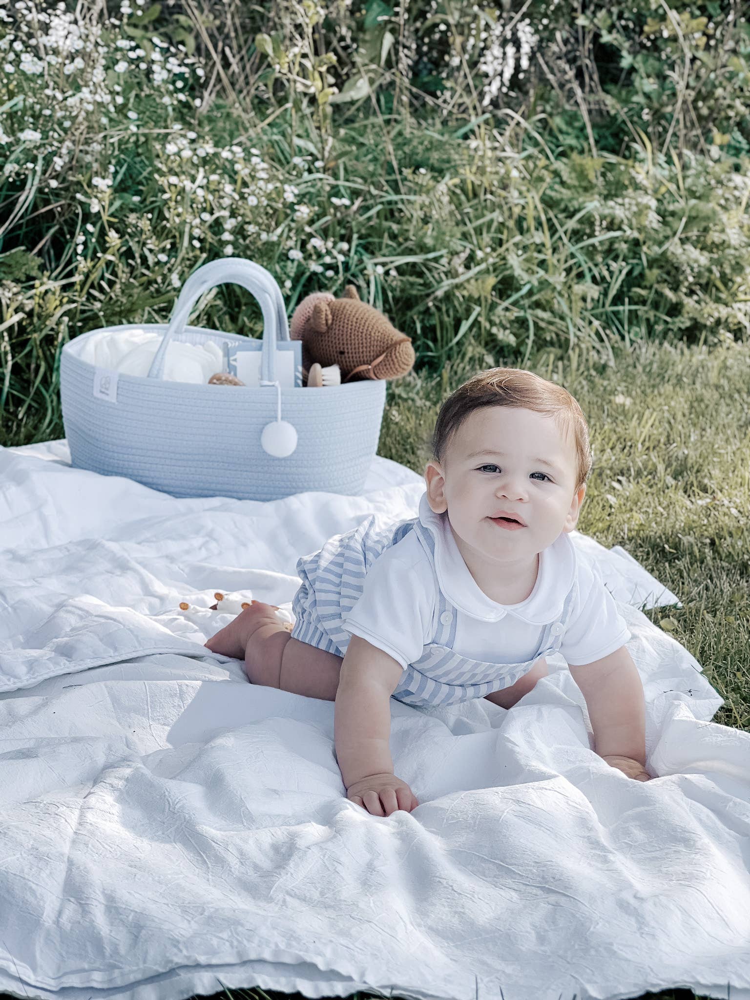 Fephas - Wholesale Diaper Caddy - Baby - Rope Diaper Caddy | Misty Blue12