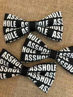 DOG BOW TIES - Wholesale Pet Bow Tie - Dog - Asshole Black & White Bow Tie Standard Size