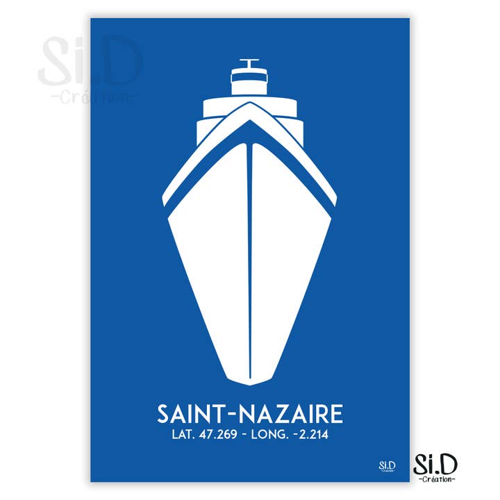 Blaues Paquebot-Poster - Saint Nazaire für den Großhandel von Si.D