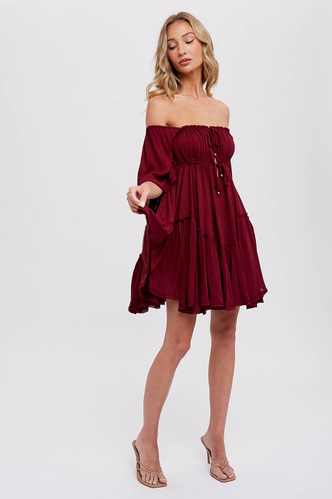 Bluivy - Wholesale Dress - Women's - RUFFLE HEM  RUCHED MINI DRESS12
