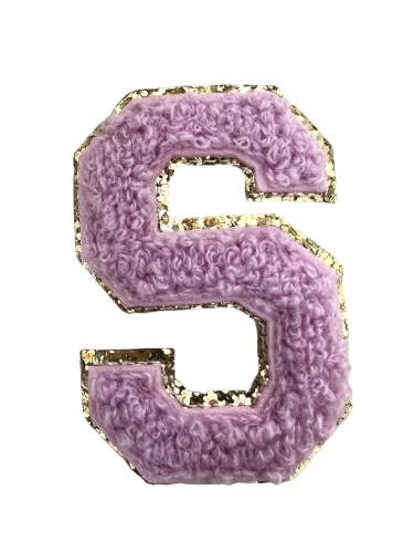 Lilac Letter Chenille Patch for wholesale by Sunday Honey