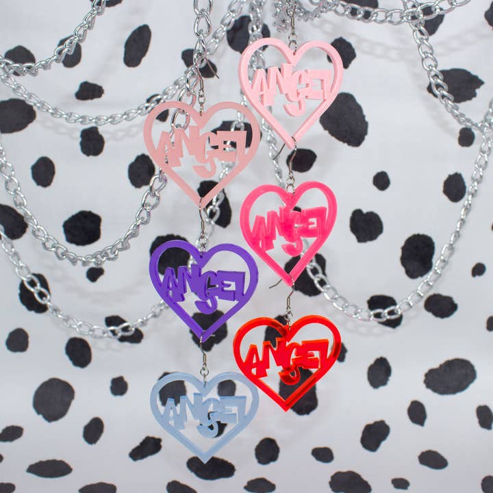Y2K Angel Earrings Laser Cut Acrylic for wholesale by Kitschy