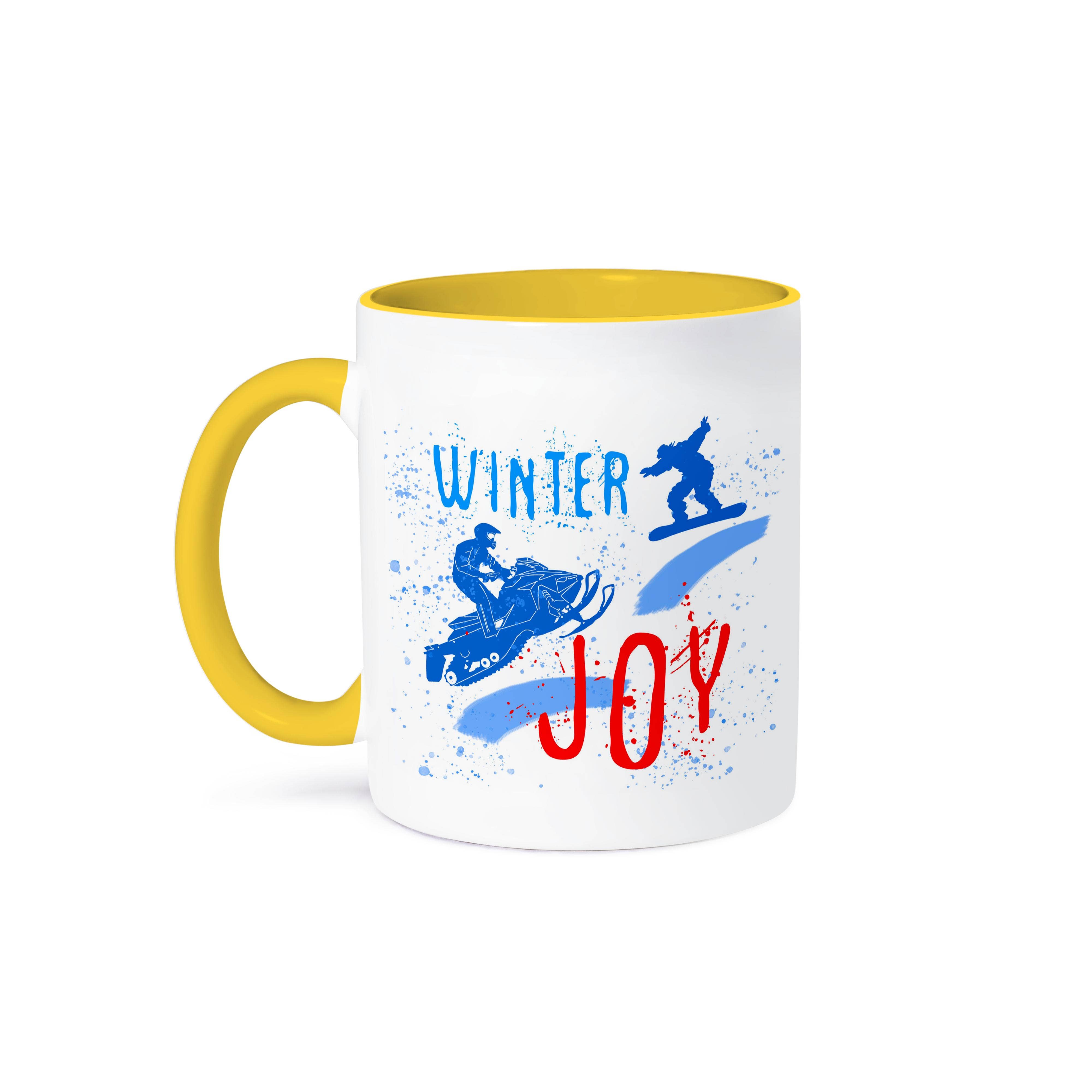 3dRose - Wholesale Coffee Mug - 3dRose, Snowmobile, snowboard, snow. Winter Joy colorful text. Winter sport, Mug0