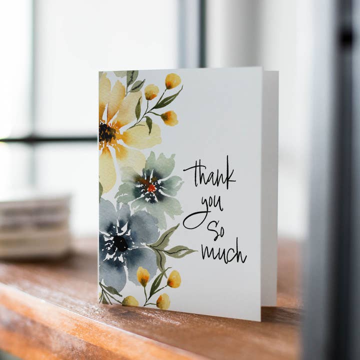 Petals by Priya Watercolor Designs - Wholesale Thank You Card - A2 Floral Watercolor Thank You So Much Card with Envelope4