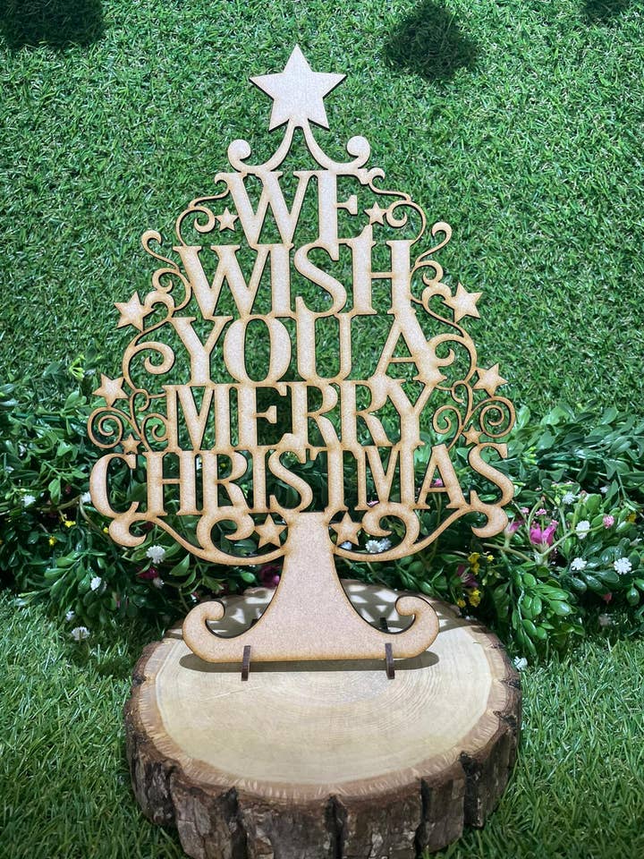 Wish you a Merry Christmas Tree for wholesale by manchester laser cuts