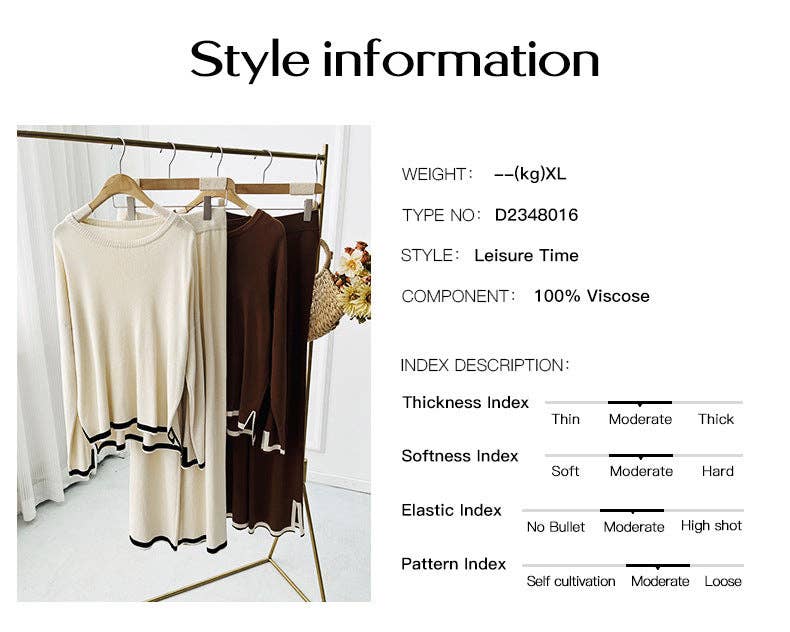 Lovesoft - Vendita all'ingrosso Completo top e pantaloni (NON loungewear) - Donna - Set maglione e pantaloni a maniche lunghe lavorati a maglia tinta unita casual da donna16