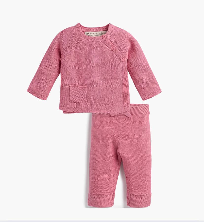 Monica + Andy - Wholesale Top & Pant Set - Baby - Baby Little Darling Knit Top + Bottom_Mauve Pink