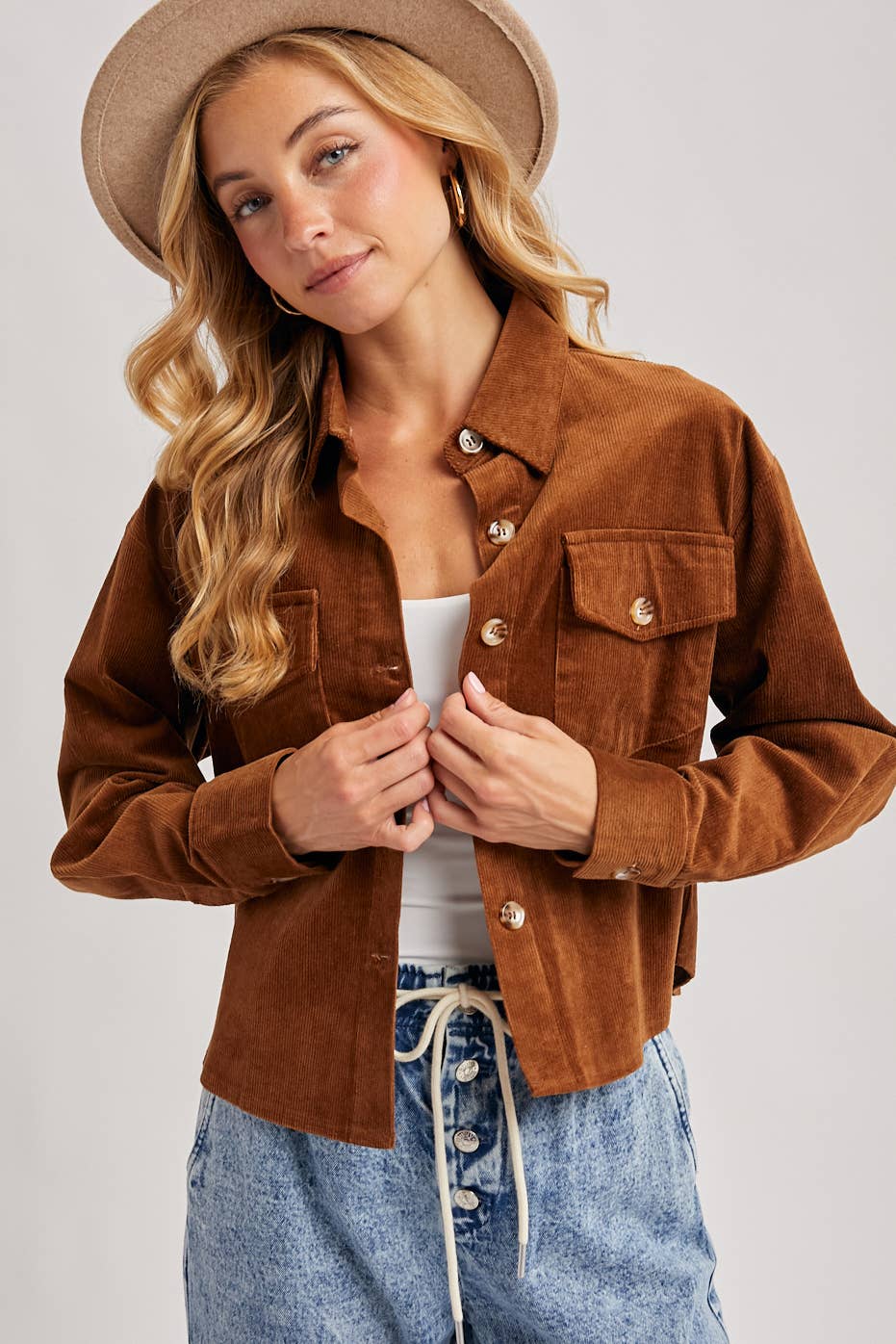 Bluivy - Wholesale Jacket - Women's - CORDUROY CROPPED BUTTON DOWN SHIRT JACKET13