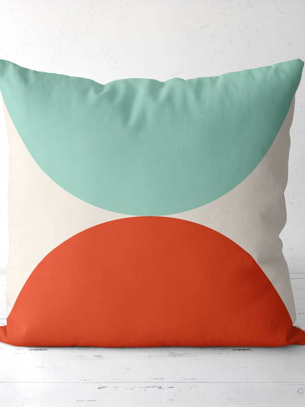 Mint and red geometric Throw pillow for wholesale by Latte Design
