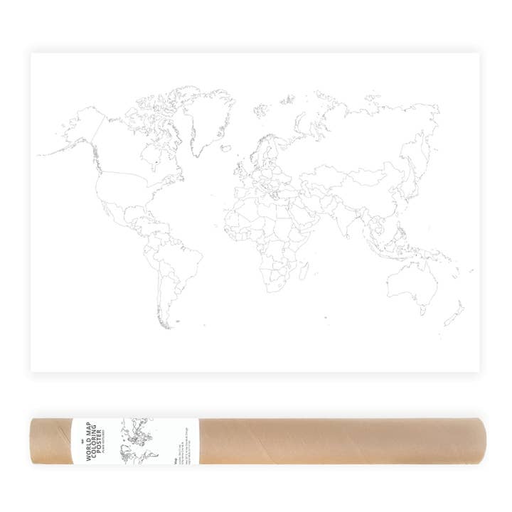 Plain konturer världskarta färg affisch för wholesale av Anna Grunduls Design