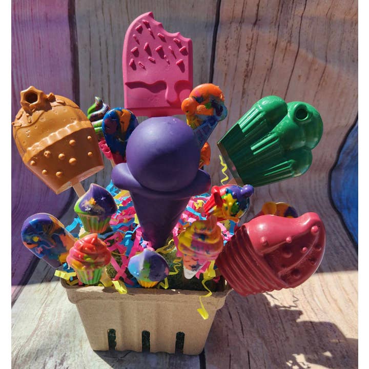 Snazzy Crayons - Wholesale Gift Bag Set/Pack - Cupcake and Ice Cream Basket Filled of Crayons l Gift basket