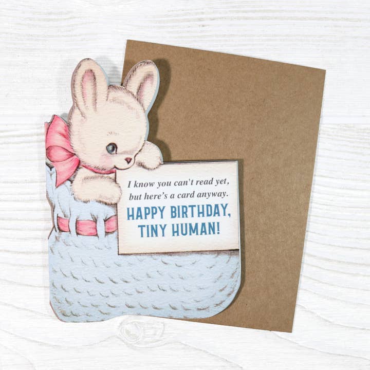 Bad Betty Greeting Co. - Wholesale Baby Card - Happy Birthday, Tiny Human! - Funny Greeting Card for Baby1