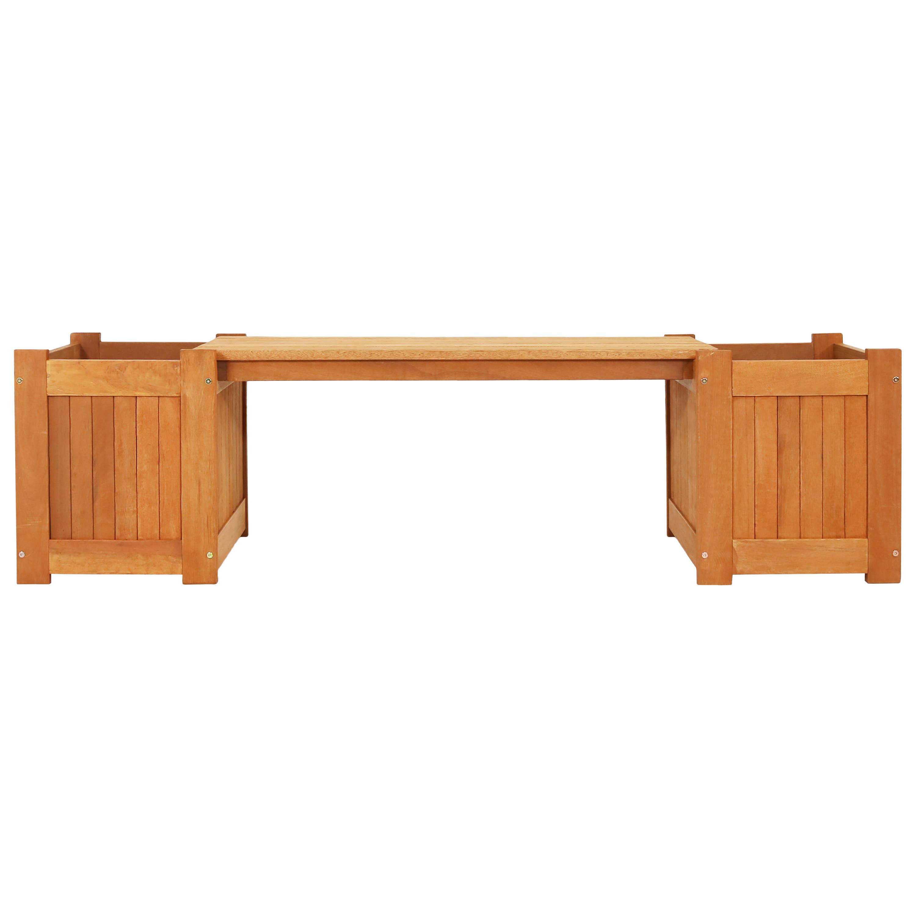 Sunnydaze Decor - Wholesale Bench - Meranti Wood Outdoor Bench with Planter Boxes5