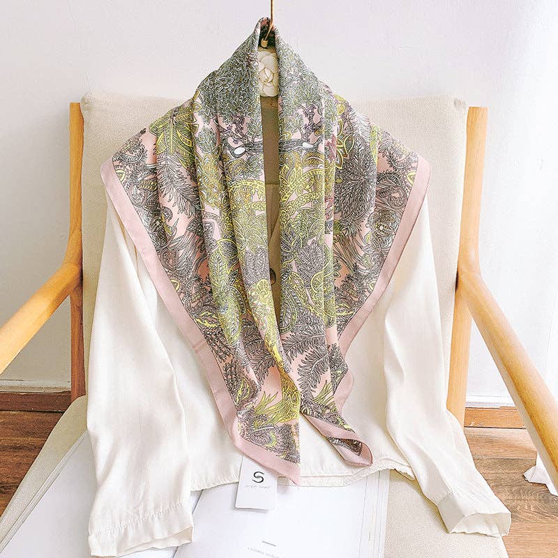 Marayn - Vendita all'ingrosso Sciarpa - Donna - Sciarpa di Seta Floreale Vintage 2025 Elegante Scialle1