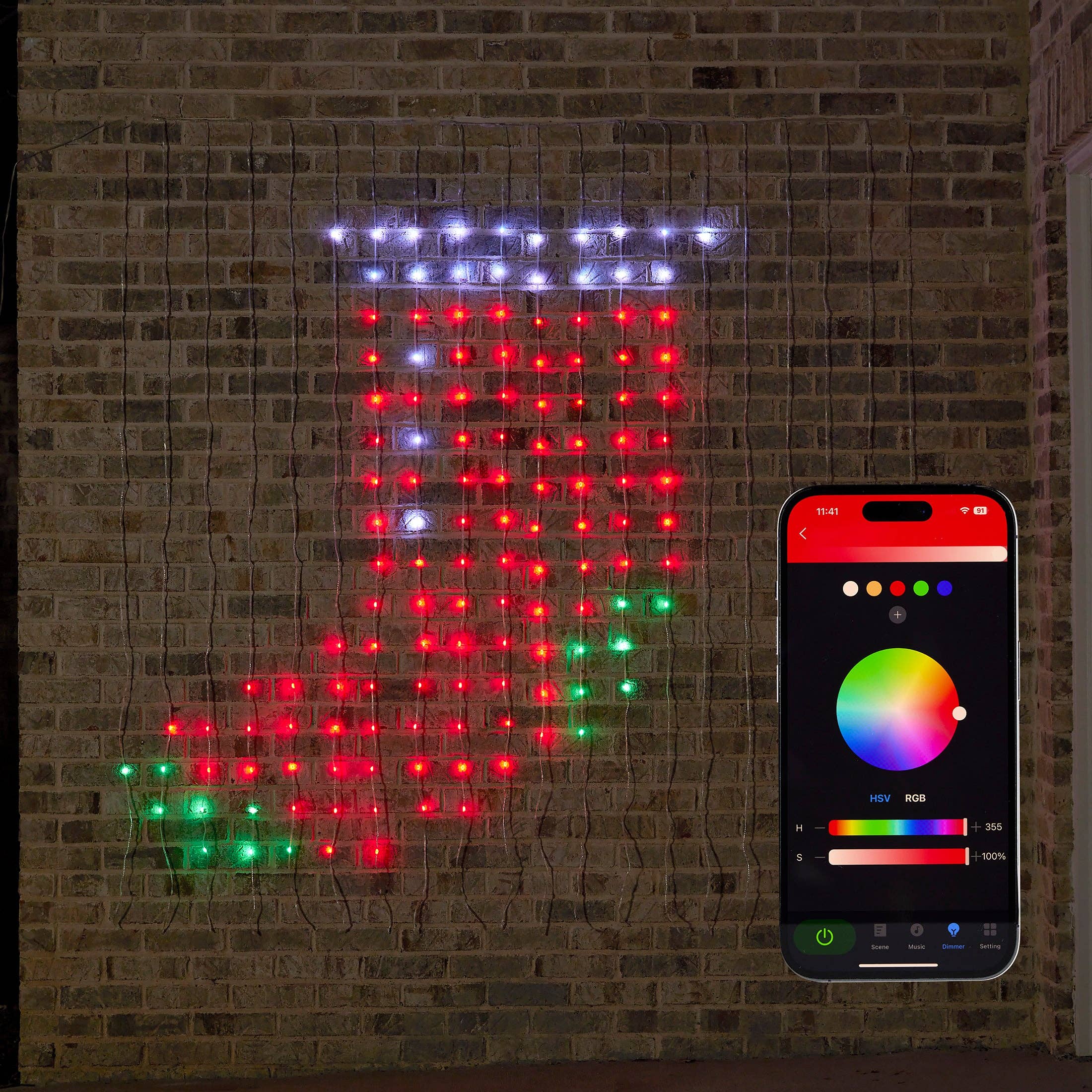 Seasonal LLC - Wholesale String Lights - Vivvi App-Based Customizable, Color-Changing Indoor/Outdoor Curtain Lights, 6ft x 6ft6