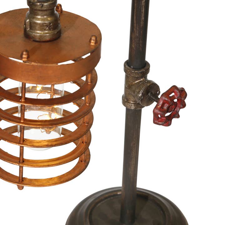 Sagebrook Home - Wholesale Accent/Desk Lamp - Table Lamp - Bronze Metal Pipe with Caged Shade, 18 in.6