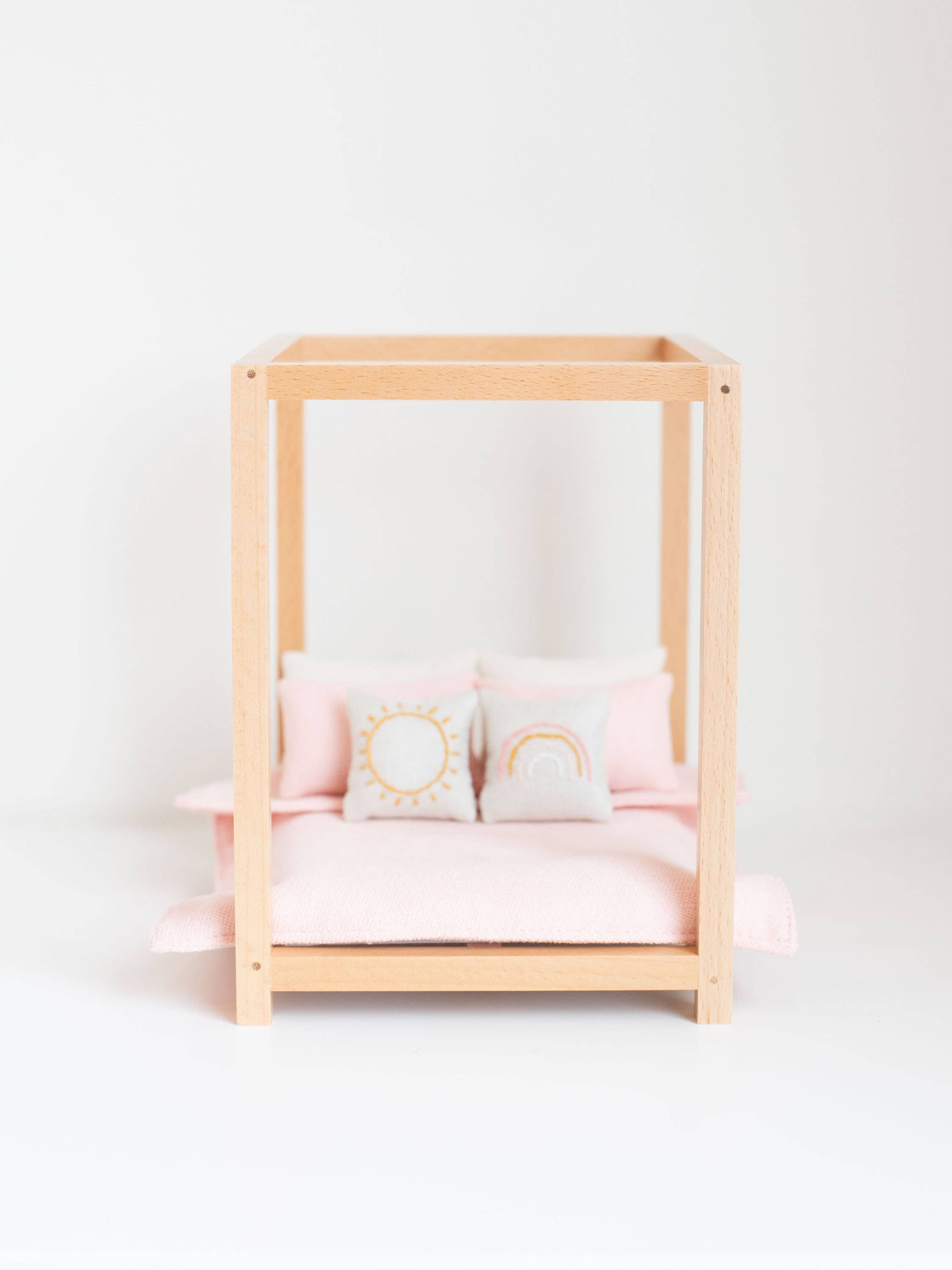 Macy Mae Dollhouse Designs - Wholesale Doll - Kids - Four Poster Bed + Mattress | Natural Wood1