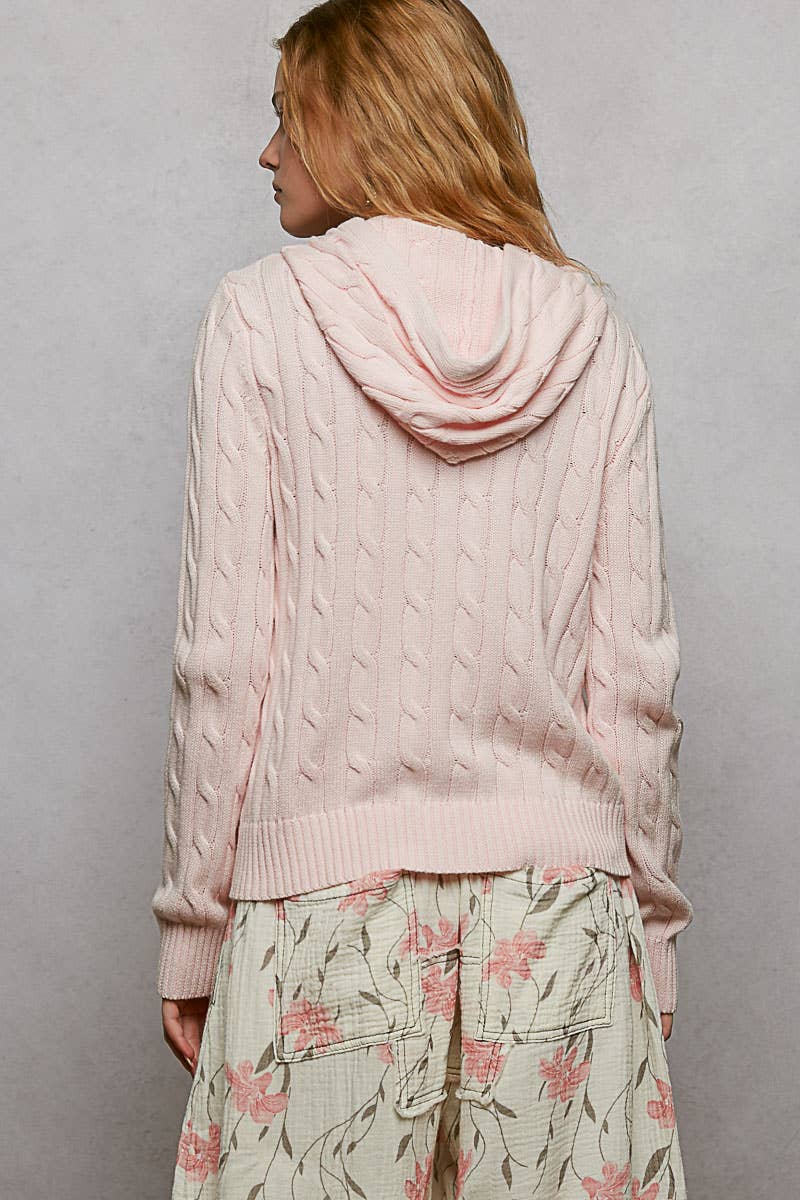 Pol Clothing - Wholesale Hoodie - Women's - Full Sleeve Solid Acrylic Sweater Hoodie Zip Up Knit Top6