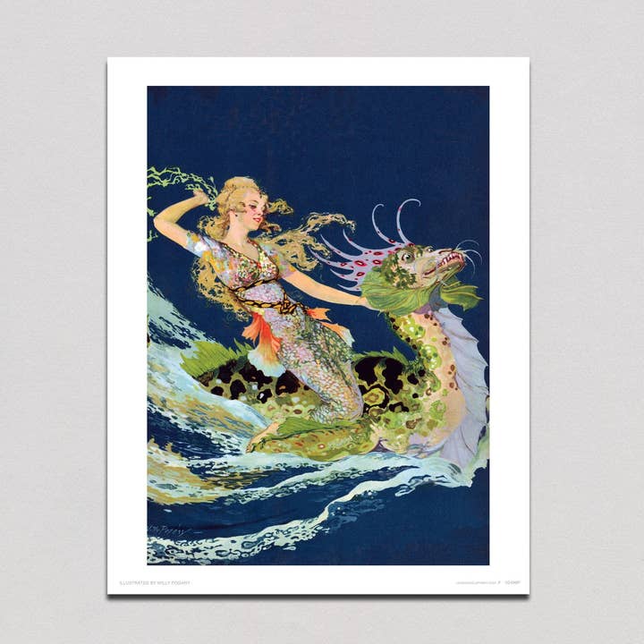 Mermaid and Sea Dragon - Mermaids Print for wholesale by Laughing Elephant