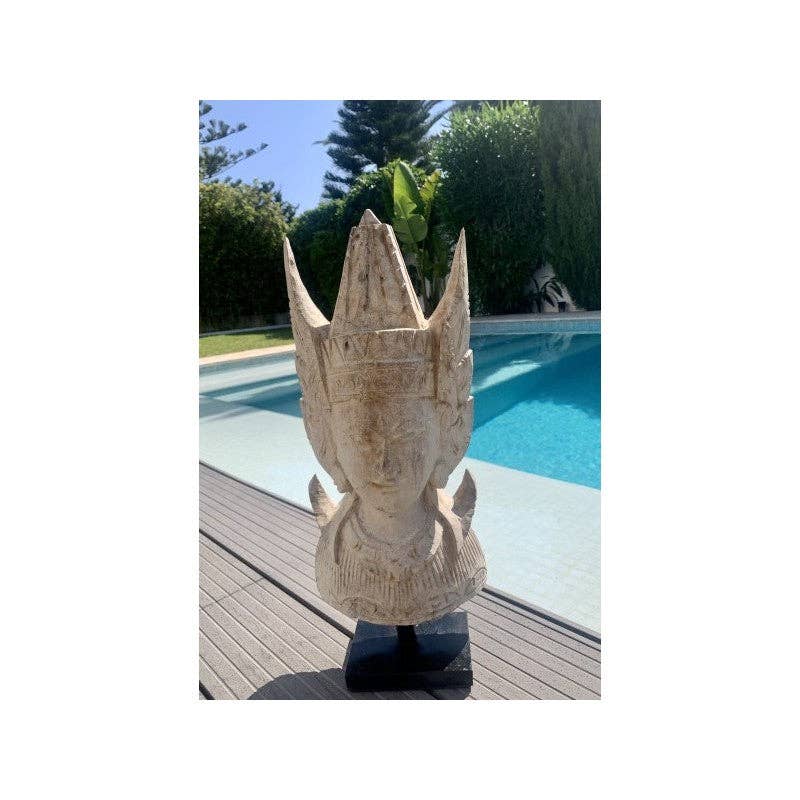 Paloma Black (Casa Natura Design, S.L.) - Venta al por mayor Escultura - Máscara de Madera Única Tallada a Mano con Detalle de Tocado7