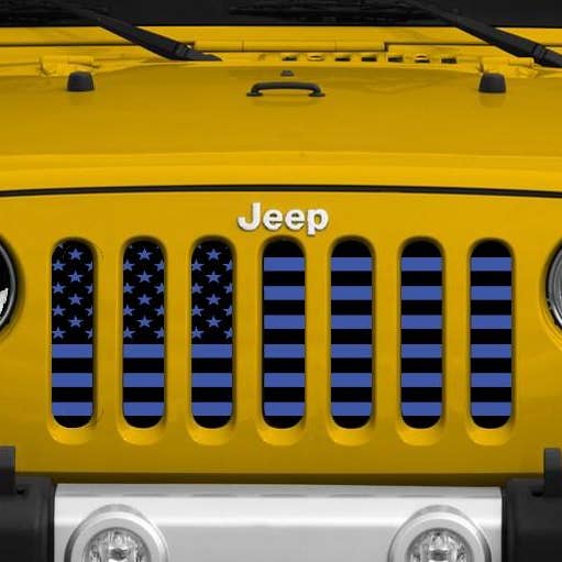 Platina Zwart en Blauw Amerikaanse Vlag Jeep Grille Inzetstuk voor wholesale door Dirty Acres