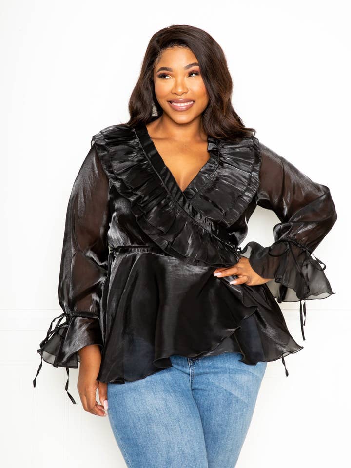 BLUSA FOLHO ORGANZA SURPLICE por atacado de J2 FASHION