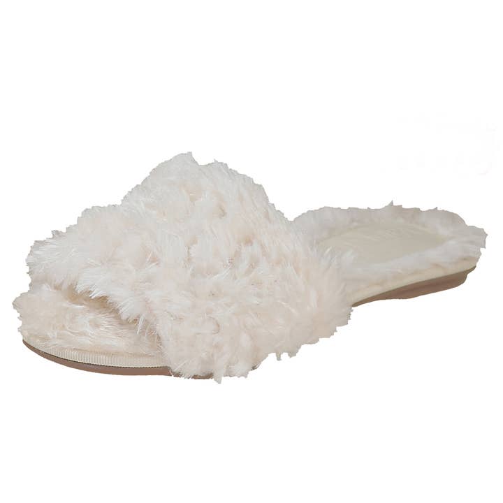 Bruno Menegatti - Wholesale Slippers - Women's - Belle-Fluffy Slide Sequins Slippers - Natural (230193)