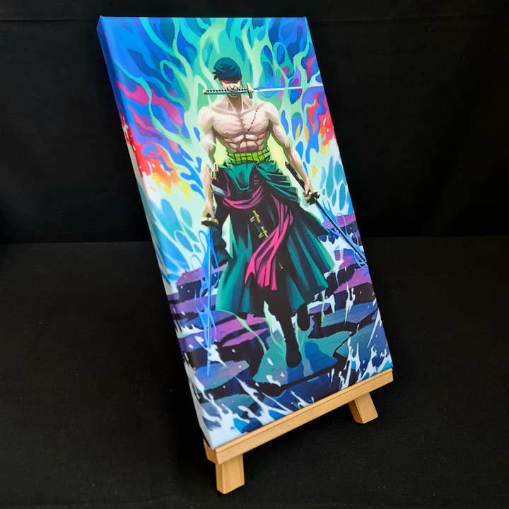 Tela originale del re dei pirati ispirata agli anime con forte spadaccino per la vendita all'ingrosso da parte di Canime