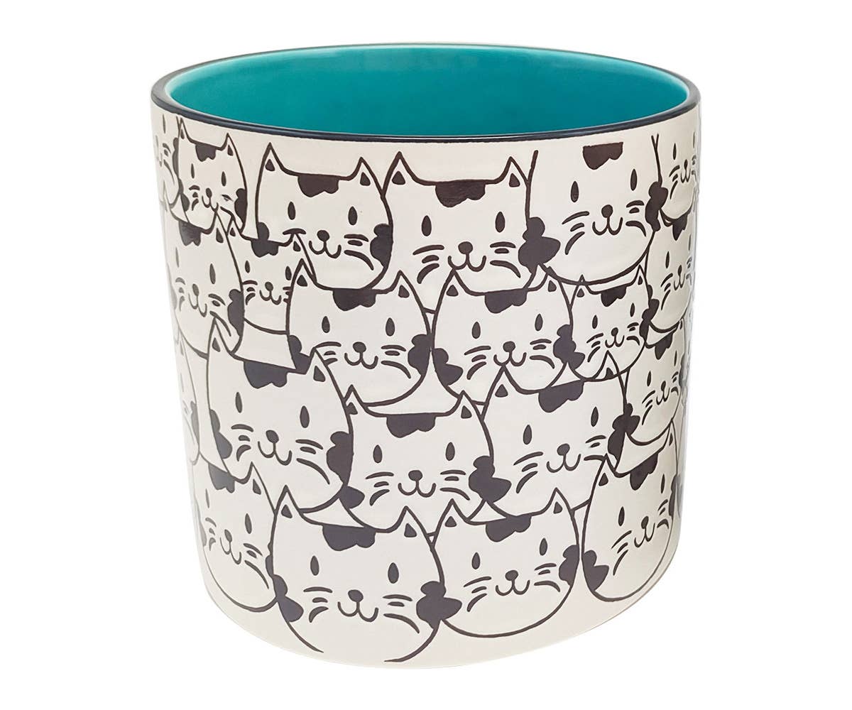 Blue Sky Clayworks - Wholesale Plant Pot - CAT FACE PLANTER 5" , 5"/6.5" NESTED WITH 78154